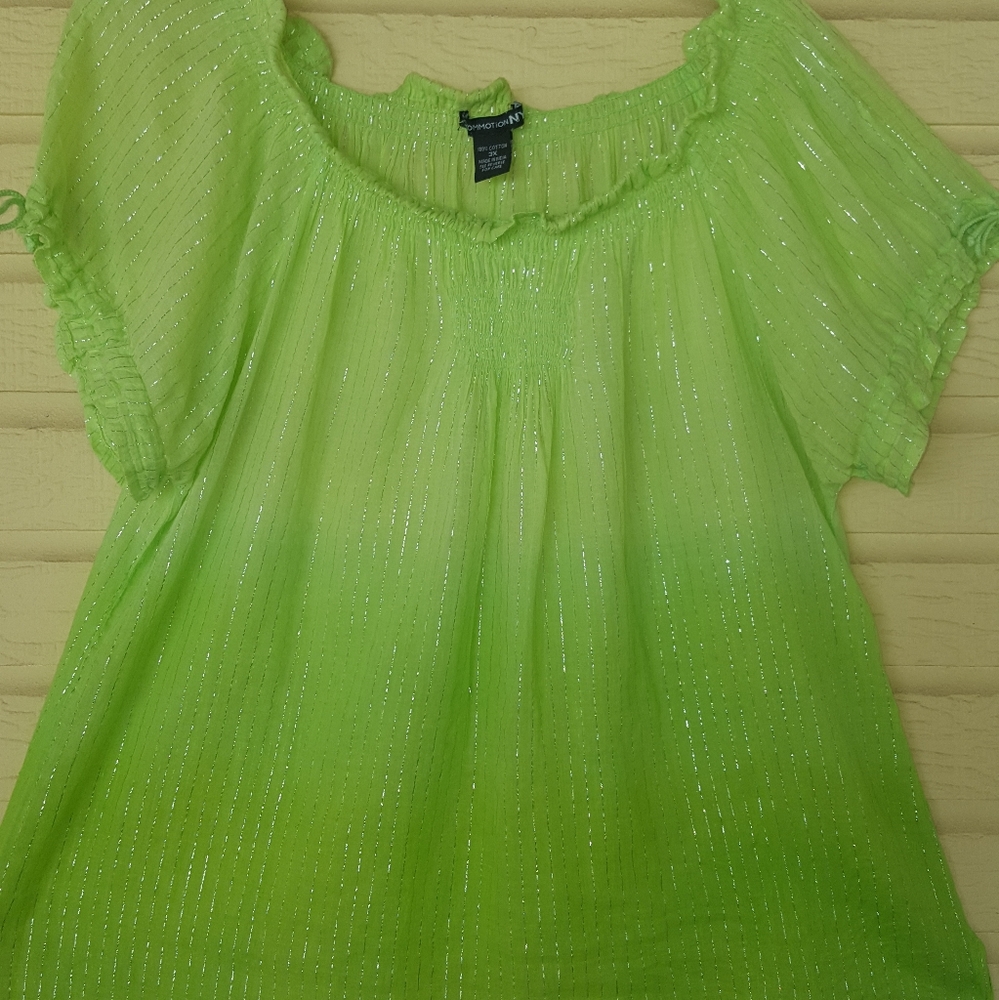 3X Lime green and silver stripe top